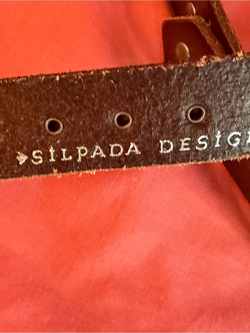 Silpada Brown Leather wrap Belt with rivets Round Silver-Tone Buckle. 72” long.